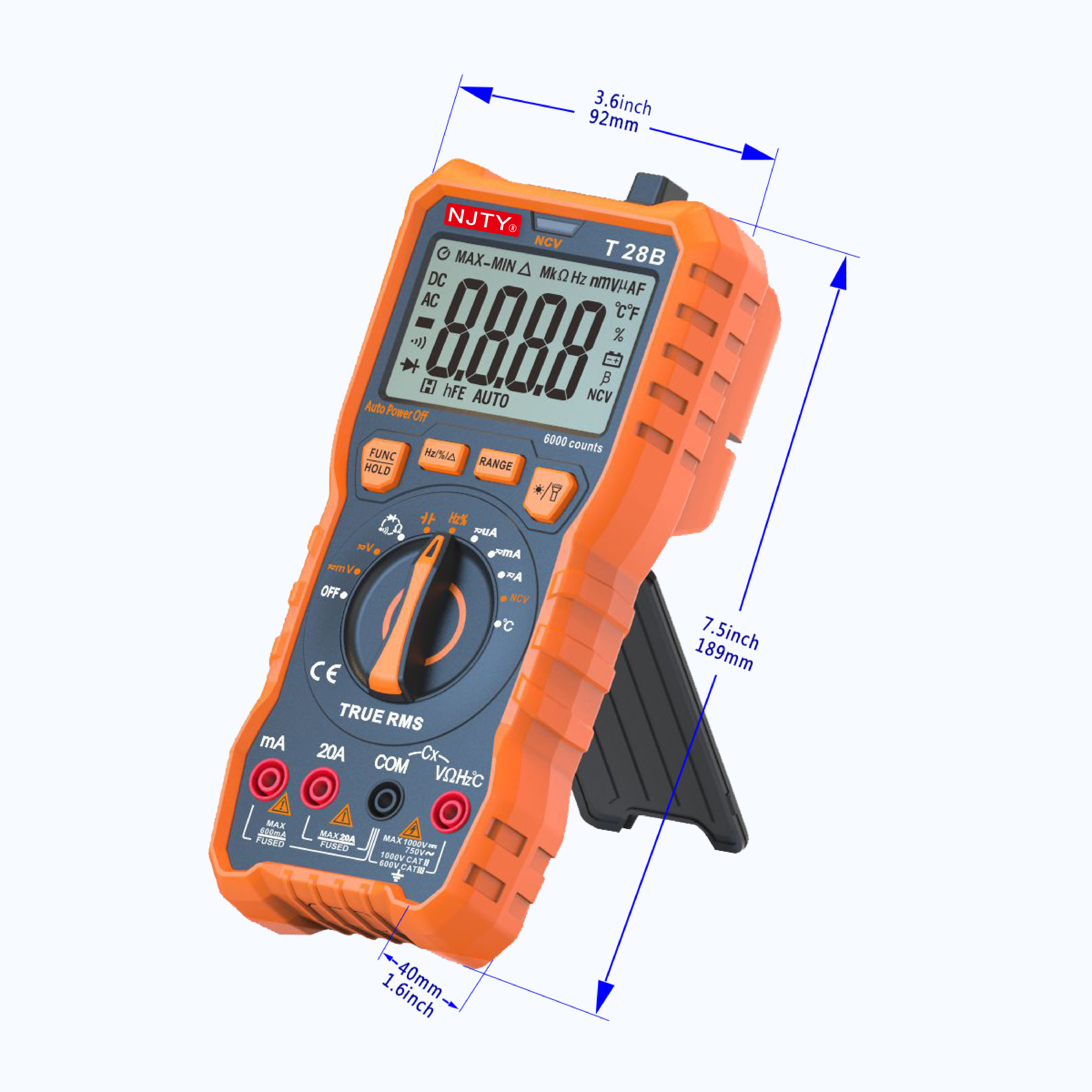 Digital Multimeter Trms 6000 Counts Measures Voltage Current