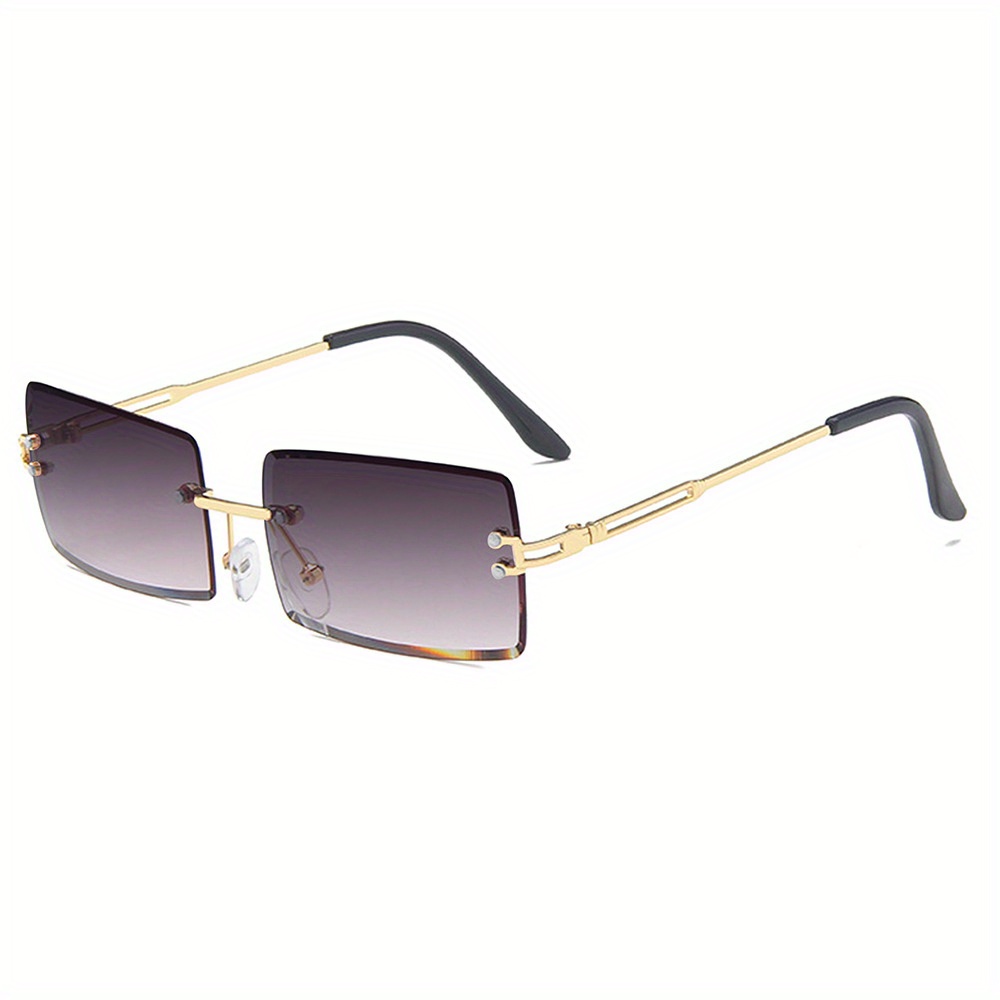 Rimless Sunglasses Gradient UV400 Sun Shades With Case