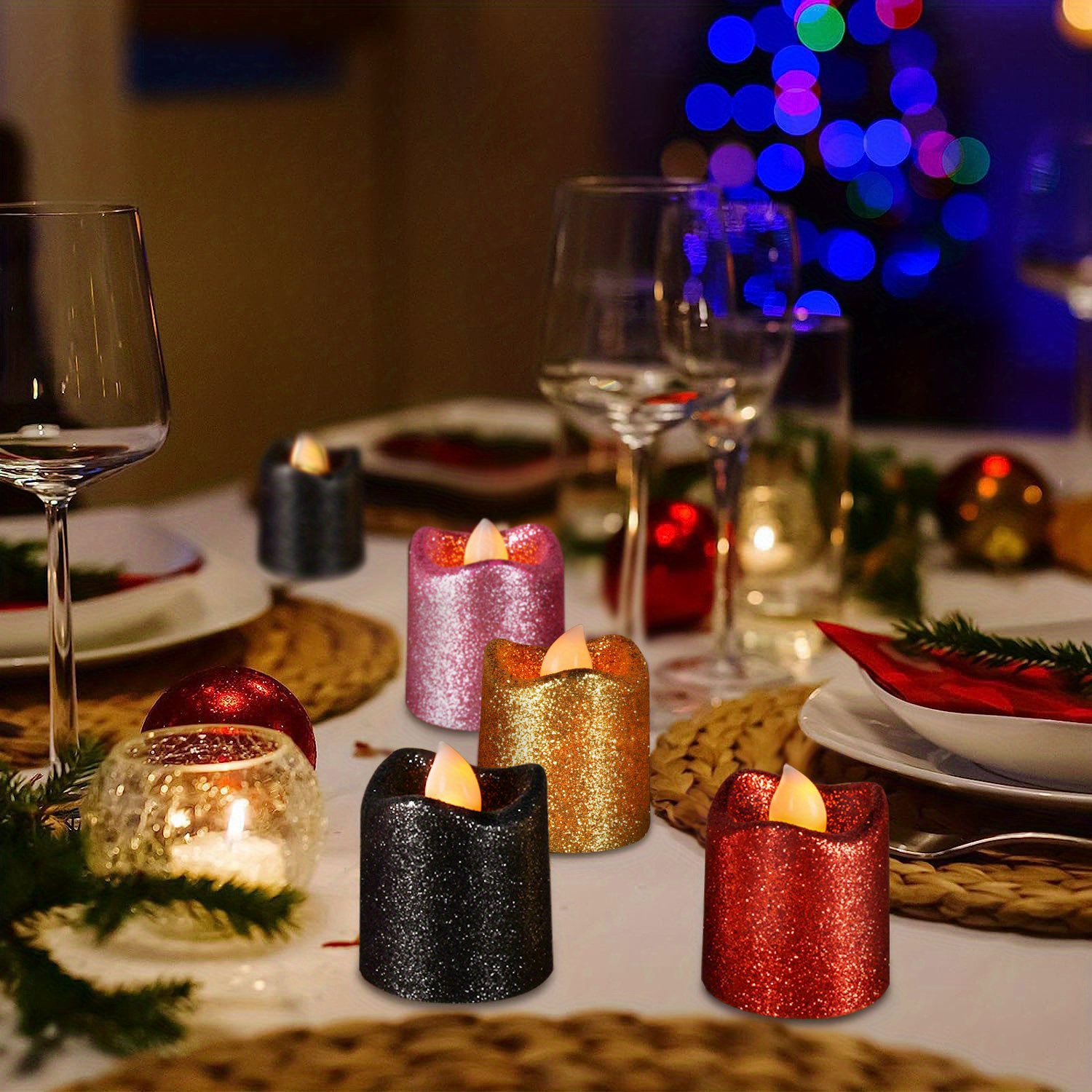 Flickering Flameless Candles 5 Colours Led Tea Lights For Temu