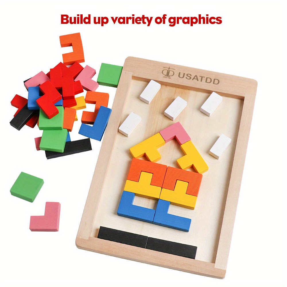 Wooden Puzzles Blocks Brain Teasers Toy Tangram Colorful Jigsaw Game  Preschool Educational Gift For Baby Toddlers Kids 3 4 5 6 7 Years Old Boys  Girls