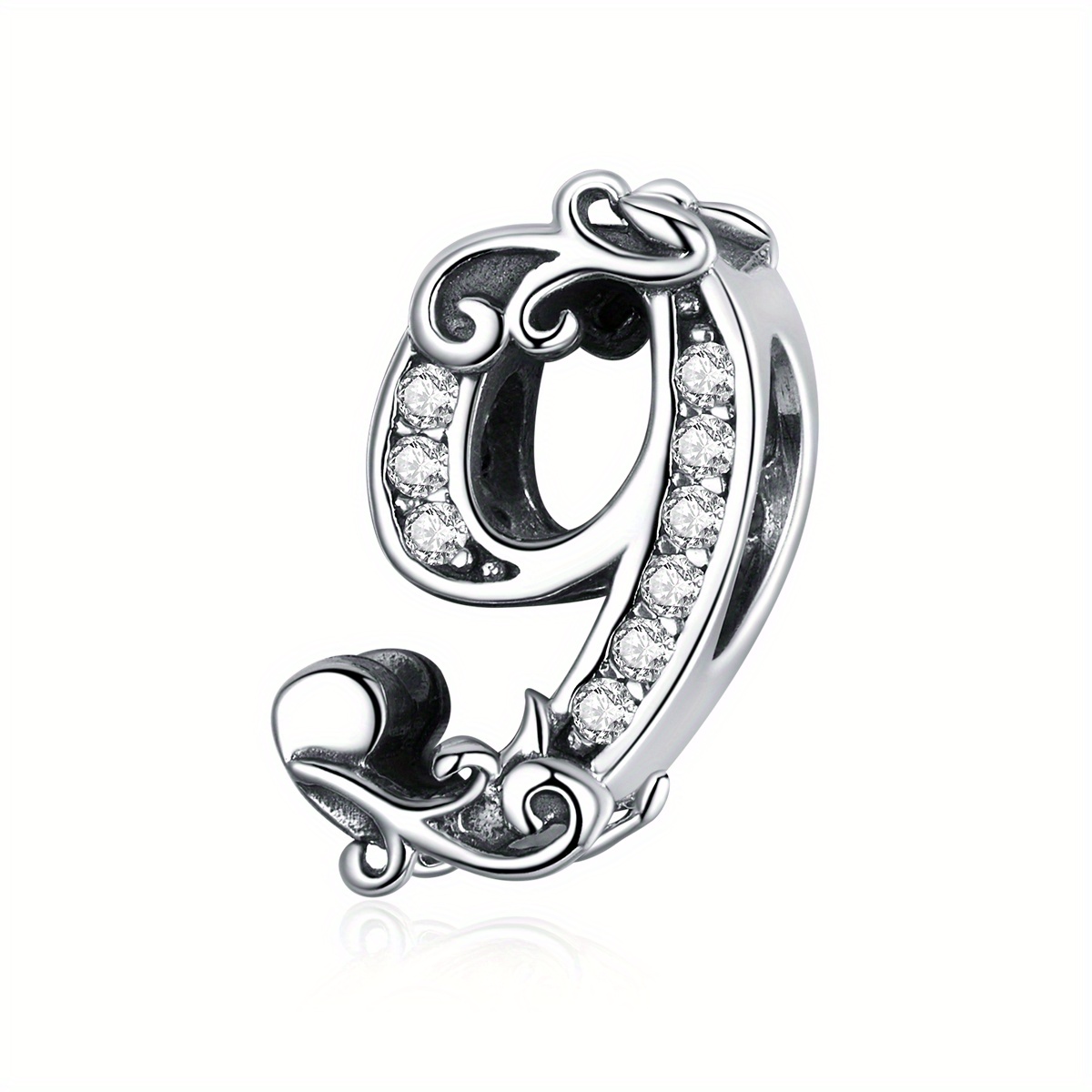 0-9 Arabic Number 925 Silver Bead Without Chain