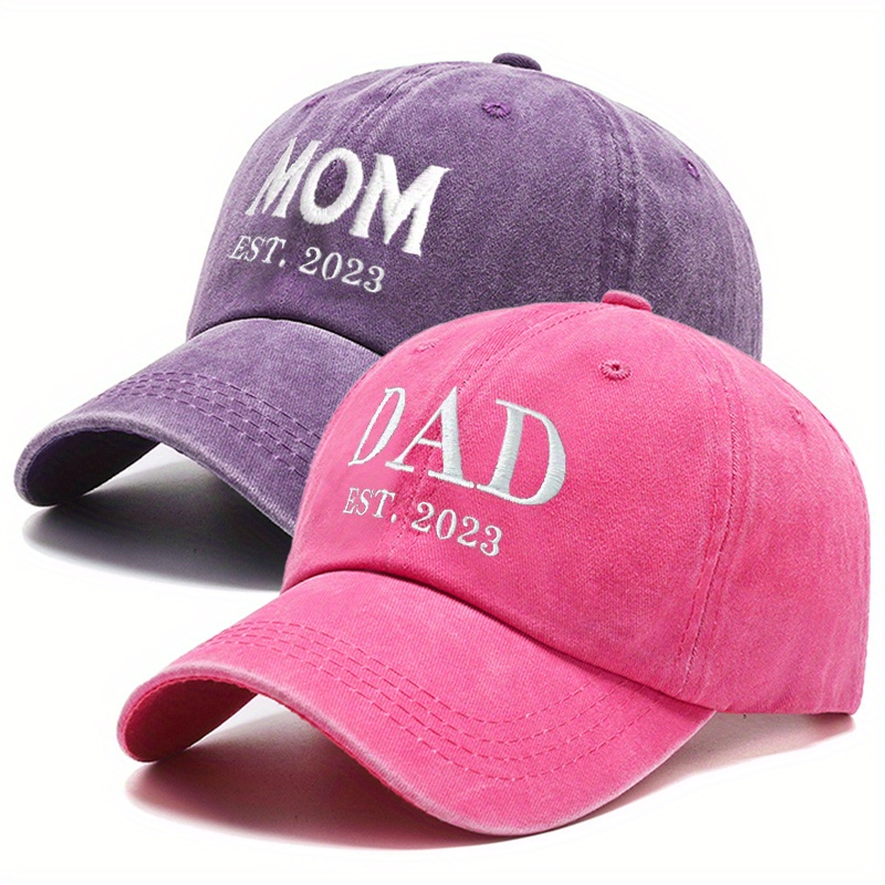 Dad Mom Couple Baseball Embroidery Washed Distressed - Temu