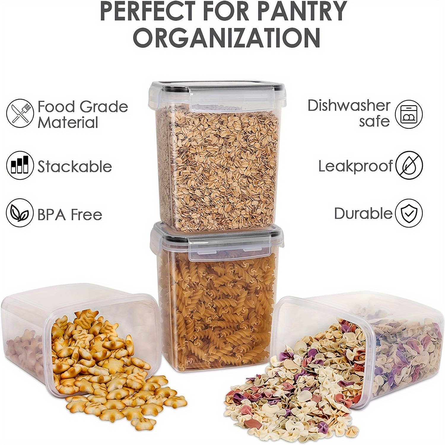 2/6pcs Cereal Storage Container Set 1.6L/ 54oz, For  Cereal,Flour,Sugar,Baking Supplies, BPA Free Plastic Airtight Food Storage  Containers, With Labels