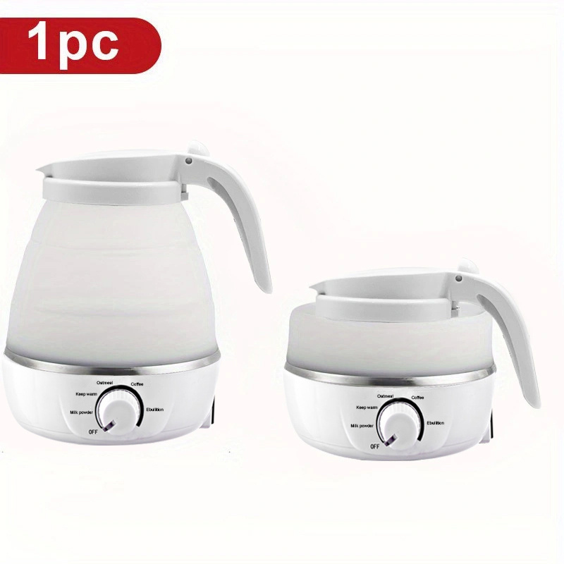 1pc White Foldable Kettle With European Standard Plug, Multi-function Hy-01  Button Type, Anti-dry Burning, Portable Travel Water Kettle