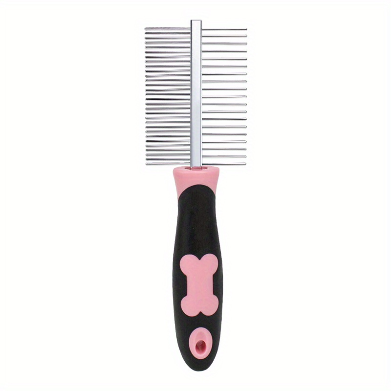 Image of Dog Comb Cat Detangling Comb Pet Deshedding Steel Pin Straight Rake Comb Dog Hair Grooming Tool