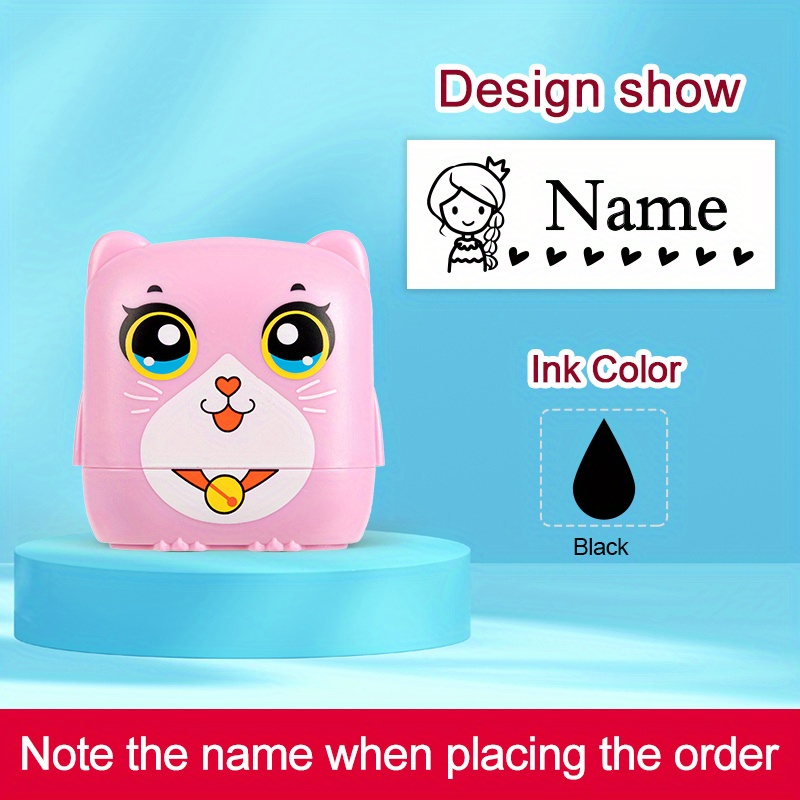  Name Stamp for Clothing Kids,Custom Name for Baby Student  Clothes Chapter Cartoon Children's Seal Cute for Kids,Waterproof Wash Not  Faded Stamp 4 Animal Styles (Boy Pink) : Office Products