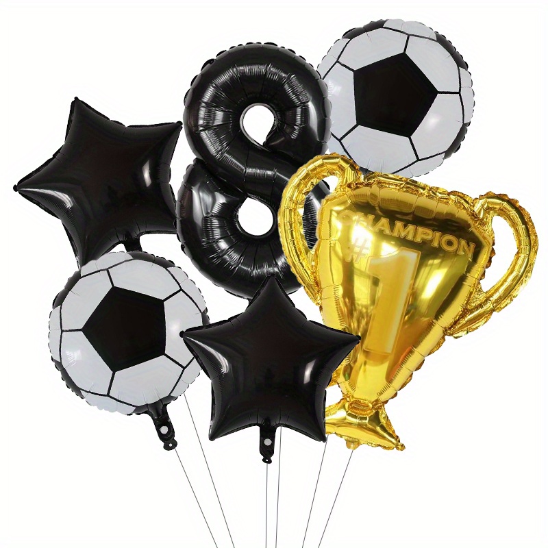Juego de globos de fútbol para decoración de cumpleaños de 14 años, globo  negro para fiesta de fútbol de niños, globo de aluminio número 14, globo de