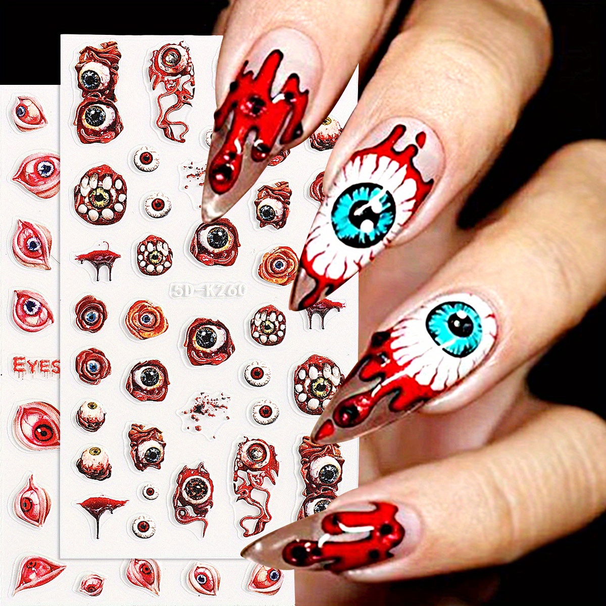 Halloween, Eyeballs, Nail Stickers, Halloween Nail Art, Spooky