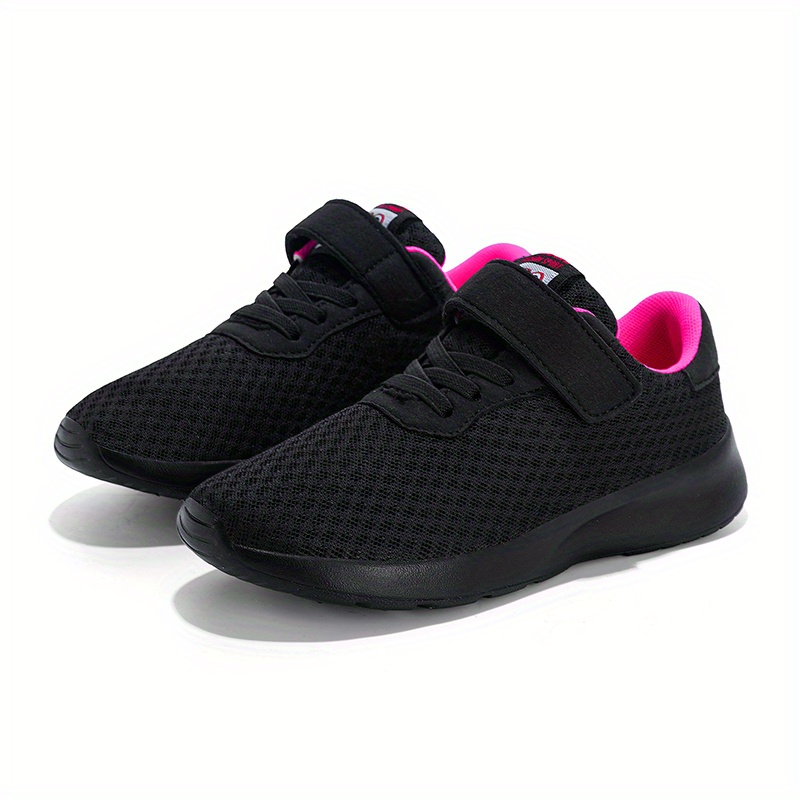 Mesh Casual Sports Shoes Fashion Double Mesh Girls' Running Shoes Older Children Sizes 28-39 Black Rose Red