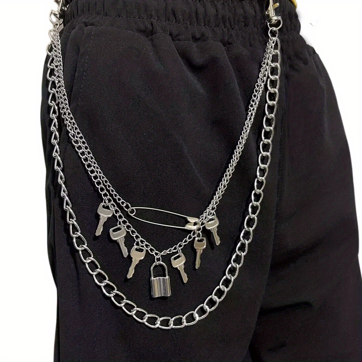 Adjustable Black Tone Pants Chain For Men And Women 2 Lines Curb Design Hip  Hop Sn Metal Clothing Accessory And Jewelry Pc03 H0915 From Sihuai05,  $10.17