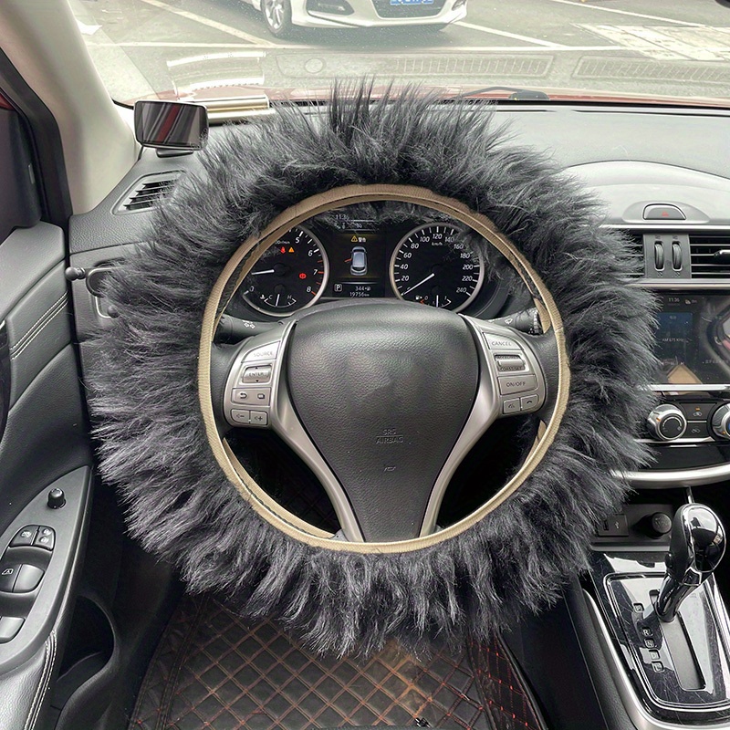 Black fuzzy store steering wheel cover