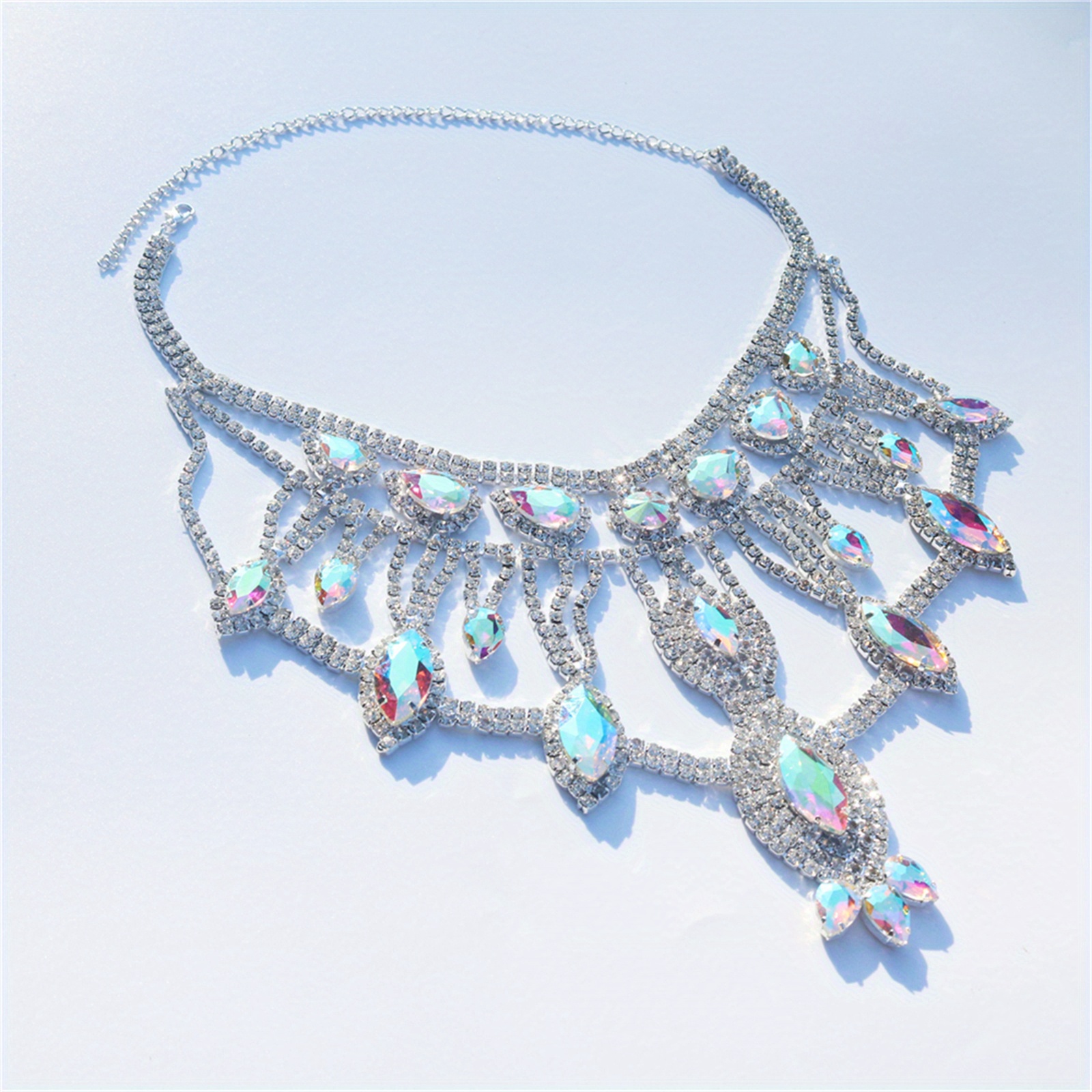 Exaggerated Luxury Multilayer Rhinestones Clavicle Chain Bib - Temu