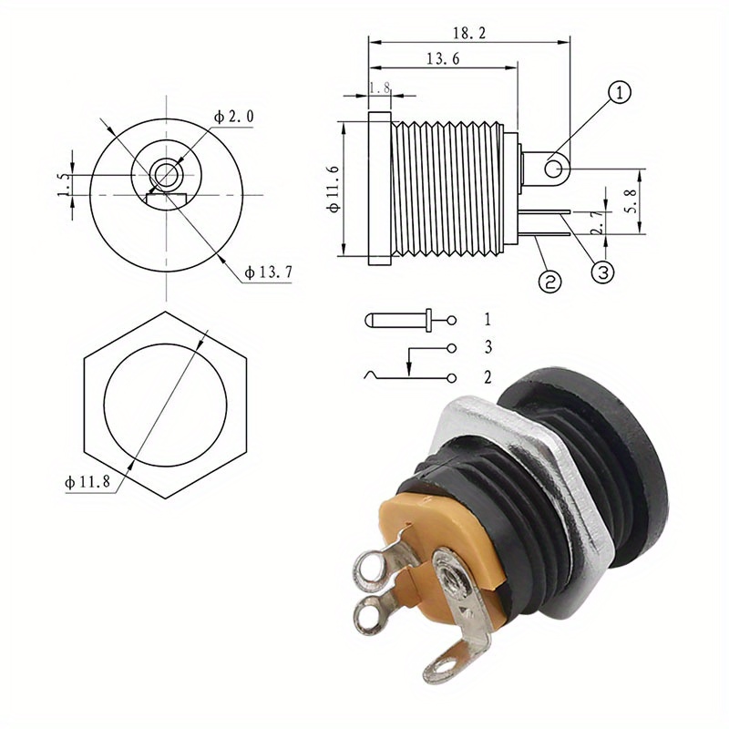 LitaElek 5 Coppia CC Jack 5,5mm x 2,1mm DC Connettore DC 12V Maschio  Femmina Jack Alimentazione Adattatore Connettore per Striscia LED e  Telecamera