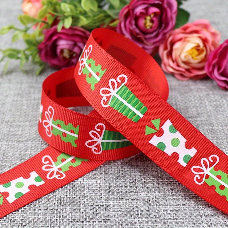 5 Yards Christmas Ribbon Printed Grosgrain Ribbons For - Temu