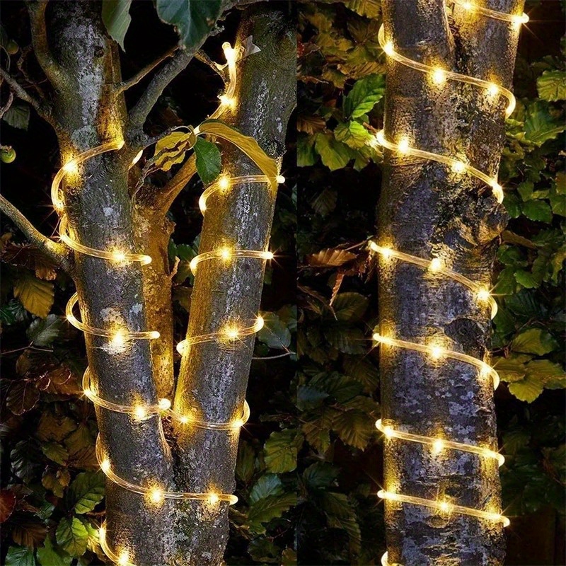Solar LED Light Path Deck Outdoor Garden Solar String Lights Solar Rope Lights Outdoor Lighting strips Led Garland Lights For Wedding Party Christmas Halloween Decoration Garden Stair with Smart Light sensor 8 Light Modes