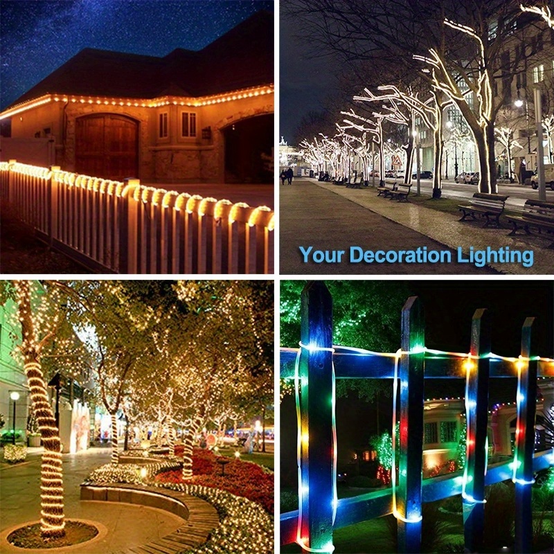 Solar LED Light Path Deck Outdoor Garden Solar String Lights Solar Rope Lights Outdoor Lighting strips Led Garland Lights For Wedding Party Christmas Halloween Decoration Garden Stair with Smart Light sensor 8 Light Modes
