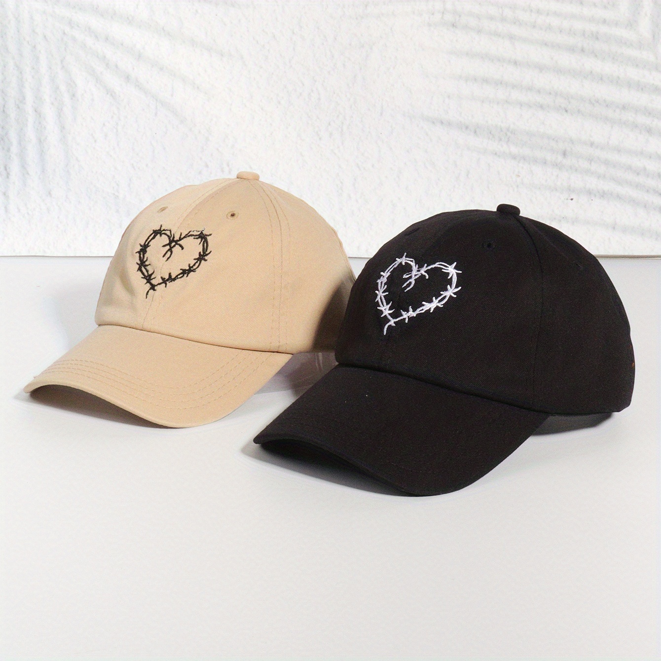 Cross Heart Embroidered Baseball Black Casual Dad Hats - Temu