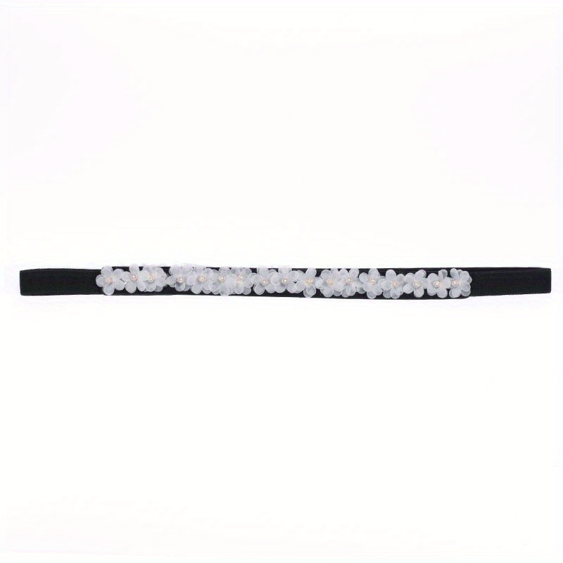 Fabric Flower Decor Thin Belt Solid Waist Belt Classic Dress Coat Girdle
