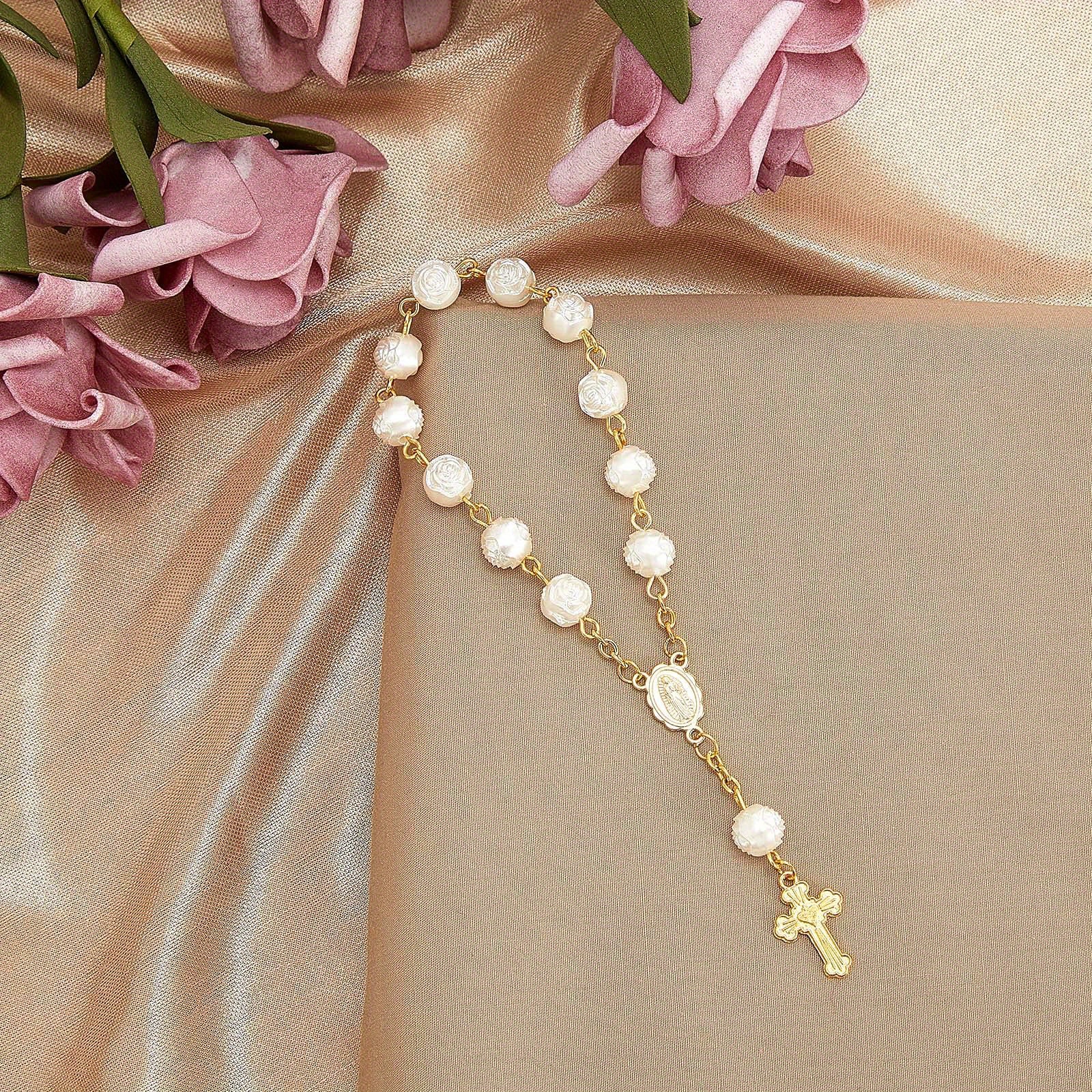 3.5 Gold Miniature Rose Bead Rosaries - Pack of 100 Mini Rosary