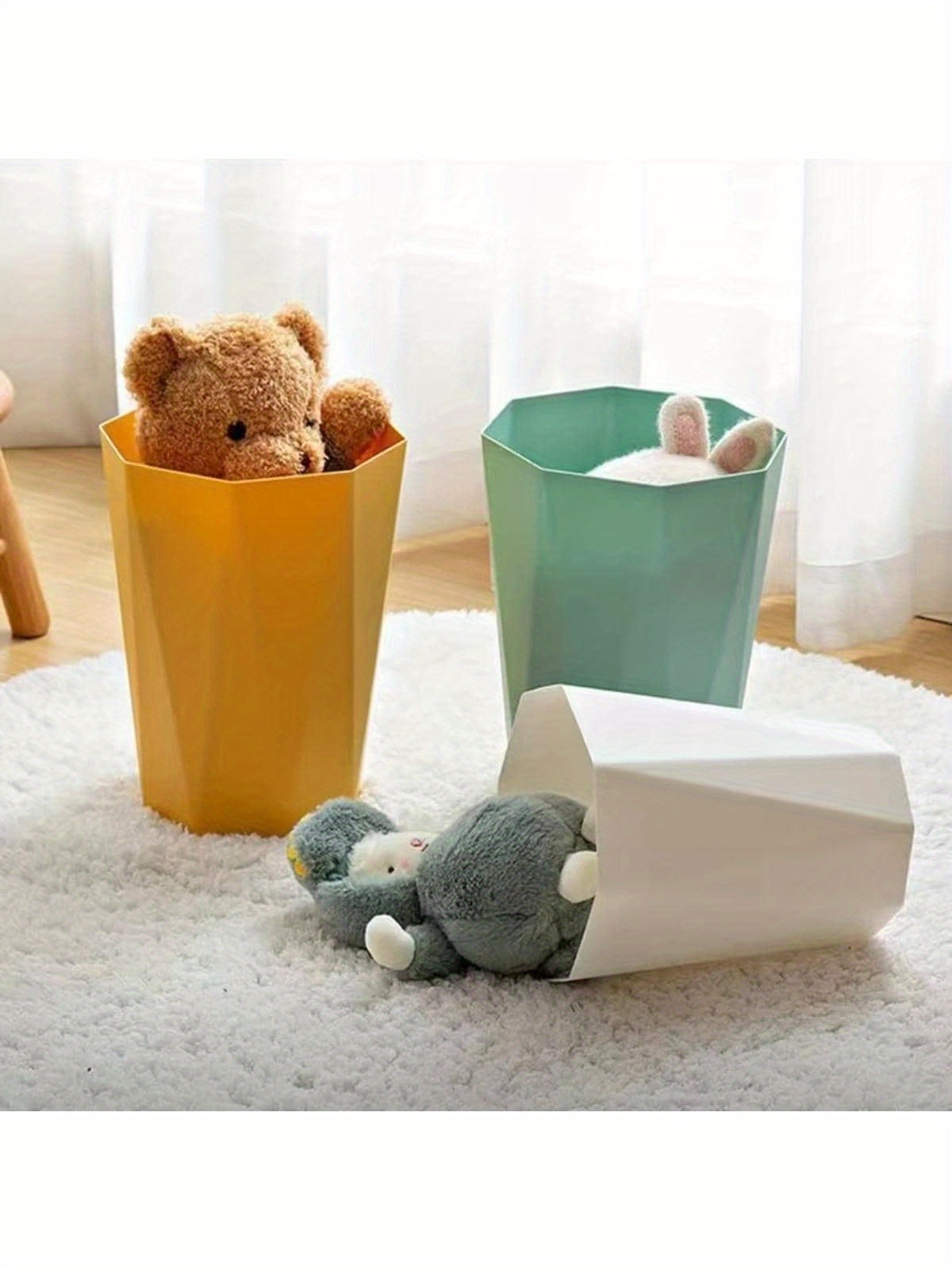 Small Polygonal Trash Can, Plastic Household Rubbish Can, Waste Paper  Bucket For Office And Classroom Supplies - Temu