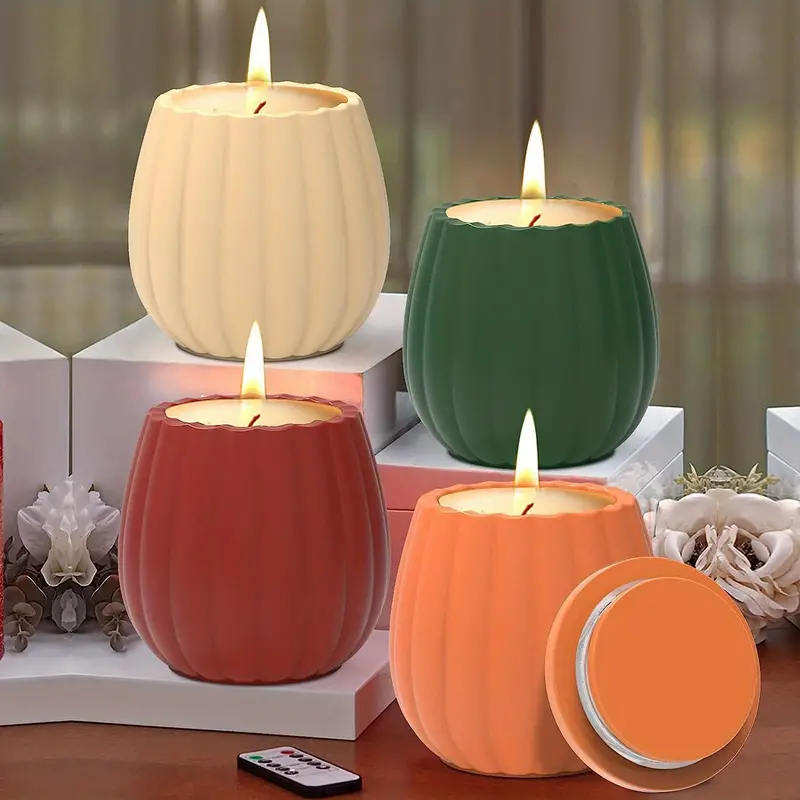 Candle Jar Molds Pumpkin Silicone Concrete Molds For Candle - Temu