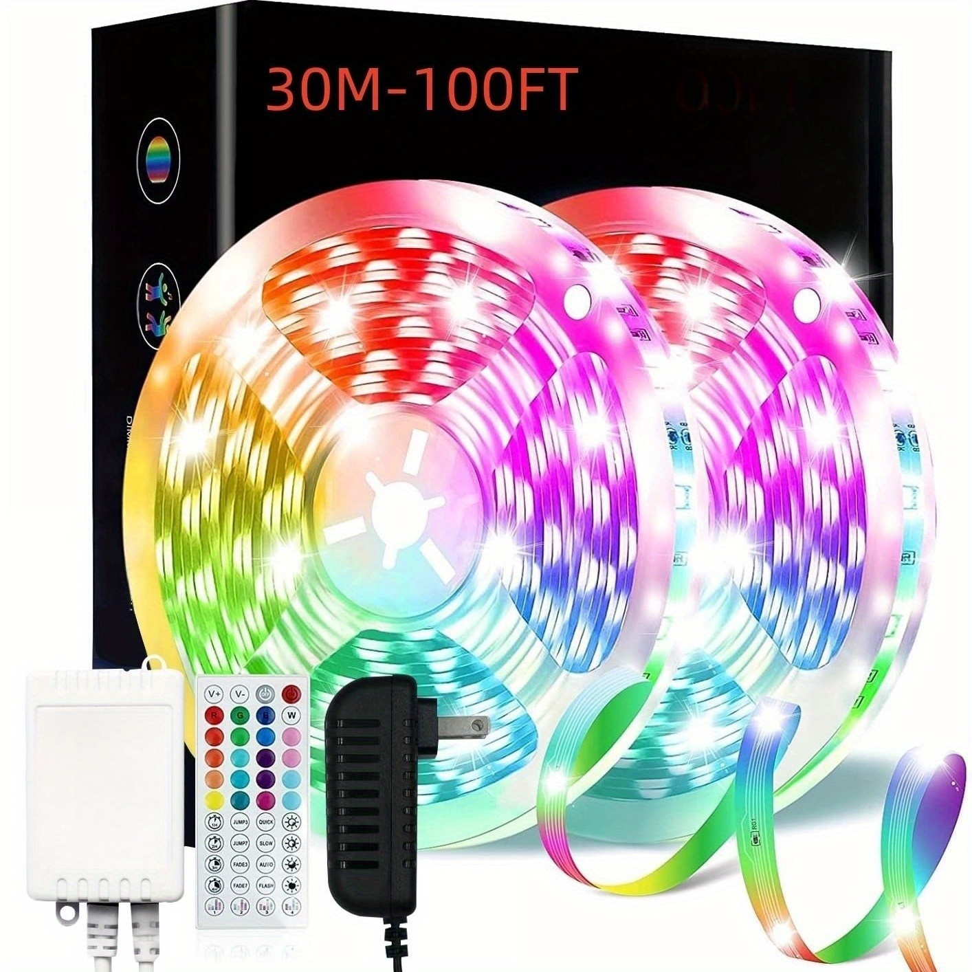 DAYBETTER 50ft Bluetooth LED Strip Lights,Music Sync 5050 LED Light Strip RGB with Remote Control,Timer Schedule,Color Changing LED Lights for Bedroom