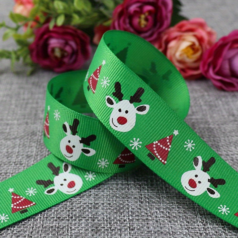 5 Yards Christmas Ribbon Printed Grosgrain Ribbons For Gift - Temu