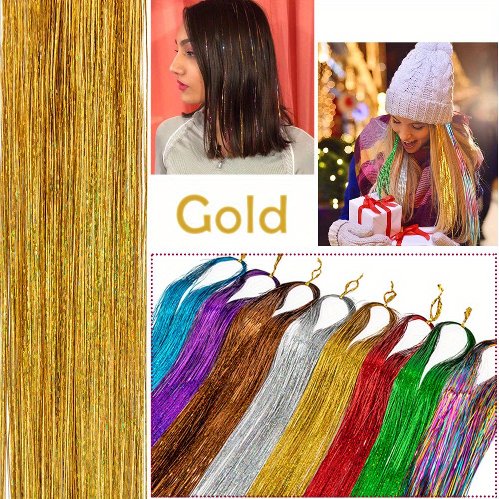 Multi color Hair Tinsel Kit Extensions Holographic Hair - Temu