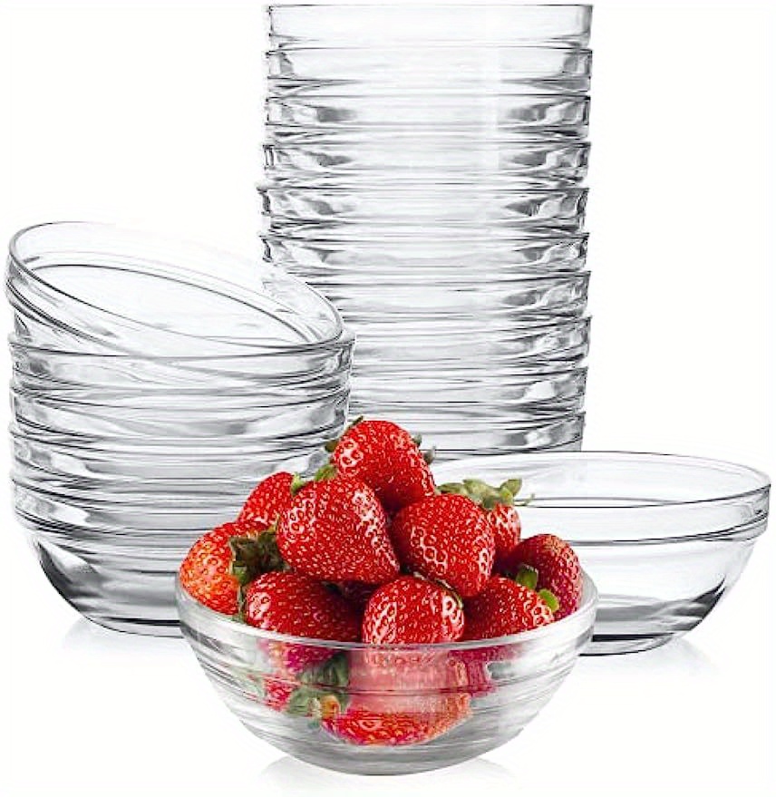 Glass Round Bowl, Mini Meal Preparation Bowl, Transparent