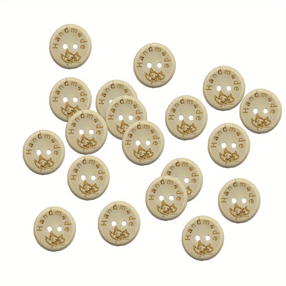  200Pcs 1 inch Handmade with Love Buttons 25mm Wooden Buttons  for Crafts Wood Craft Buttons Bulk for Sewing Crafting Round Buttons :  Arts, Crafts & Sewing