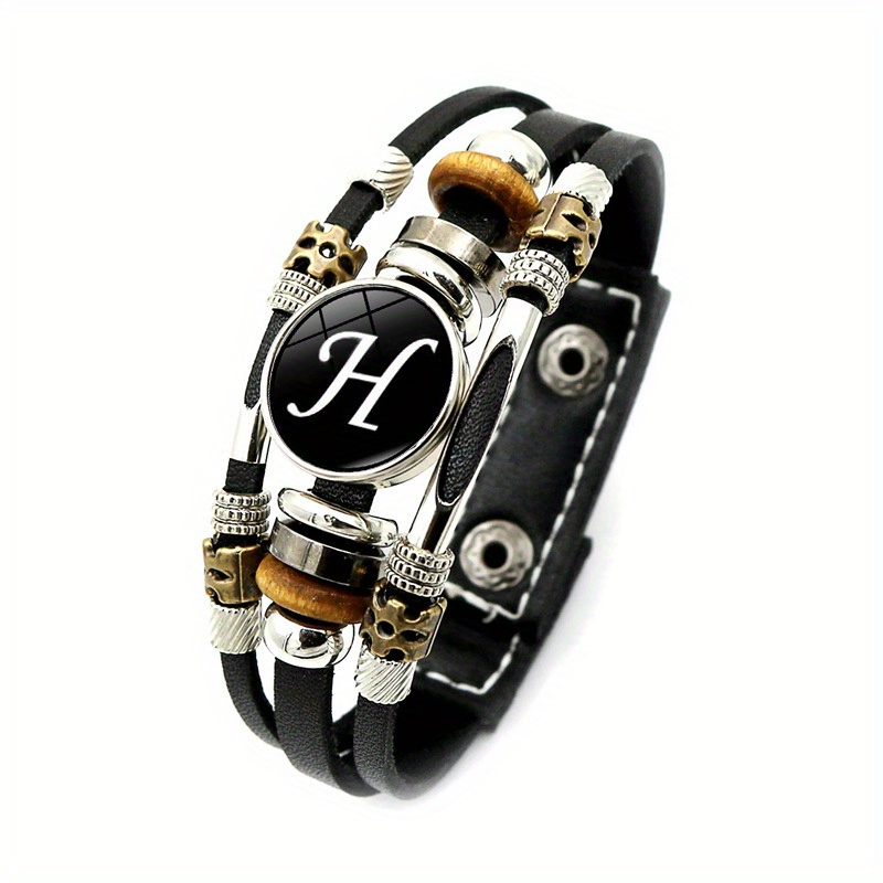 26 English Letters Pattern Classic Simple Bracelet Pu - Temu