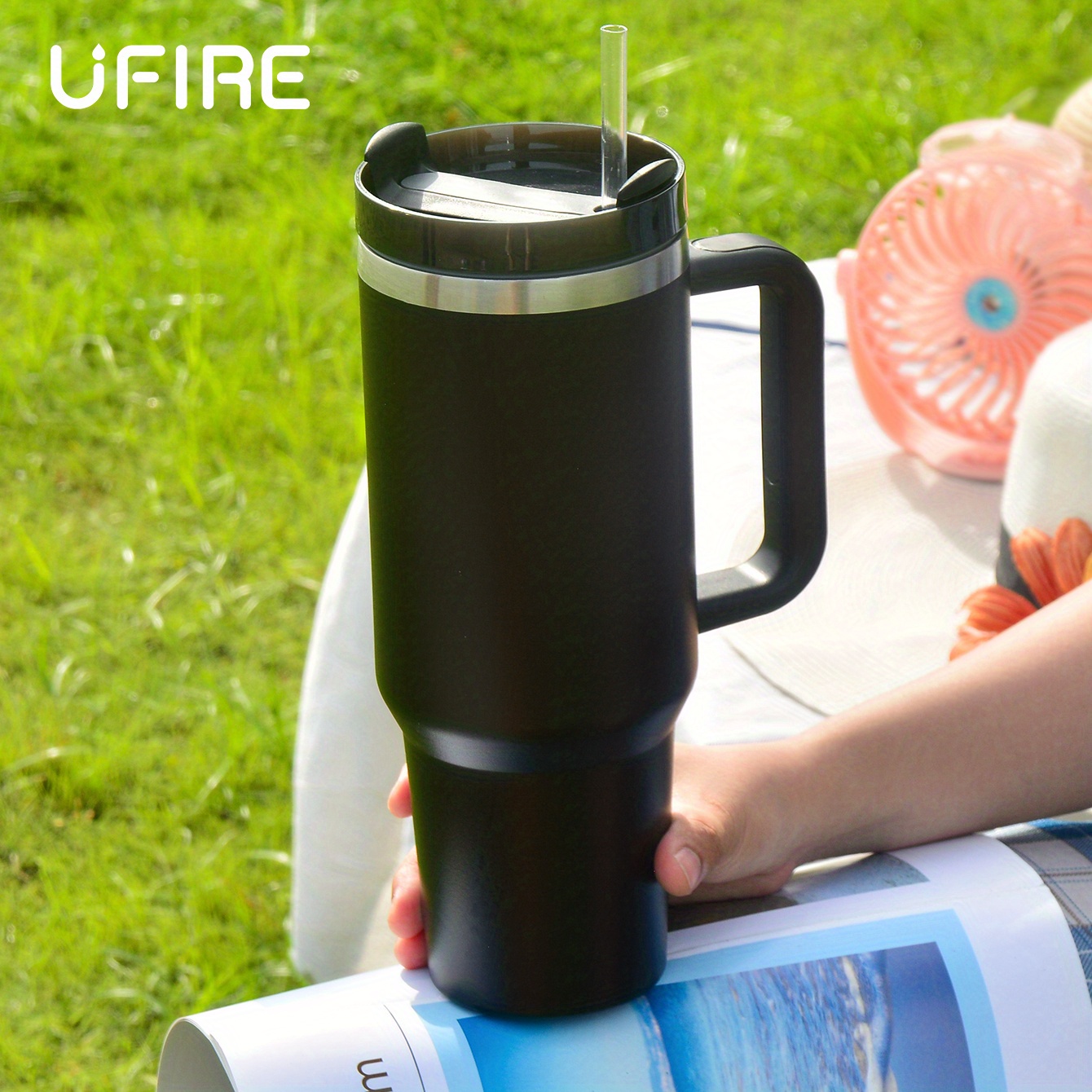 Water Bottle Car Cup, Stainless Steel Insulated Cup With Handle, Portable  Large Capacity Vacuum Tumbler For Sports Fitness Camping Travel - Temu