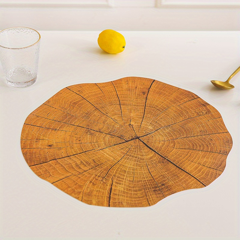 Wood Grain Placemats Heat Resistant Place Mats Non-Slip Dining Table Mats  Decor