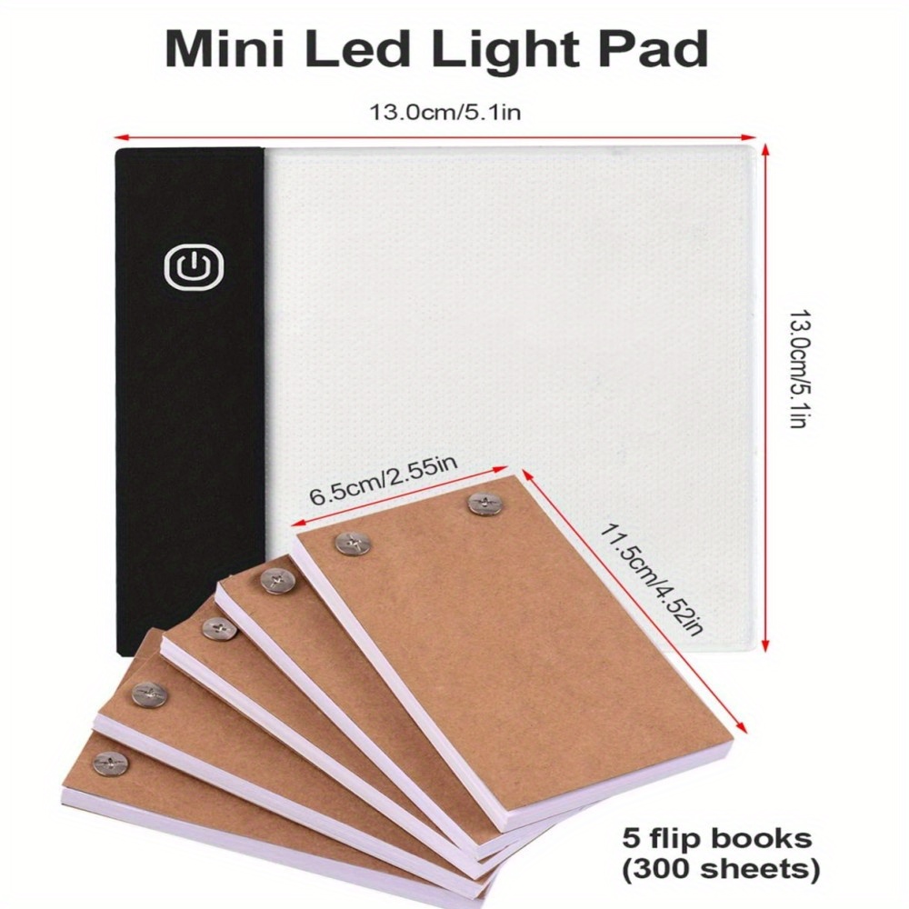  EECOO Flip Book Kit with A5 LED Light Pad - A5 Flipbook Kits  Led Light Box Hand Drawing Light Pad Kit, Ultra-Thin Portable 9in Painting  Tool for Animation Sketching Diamond Drawing