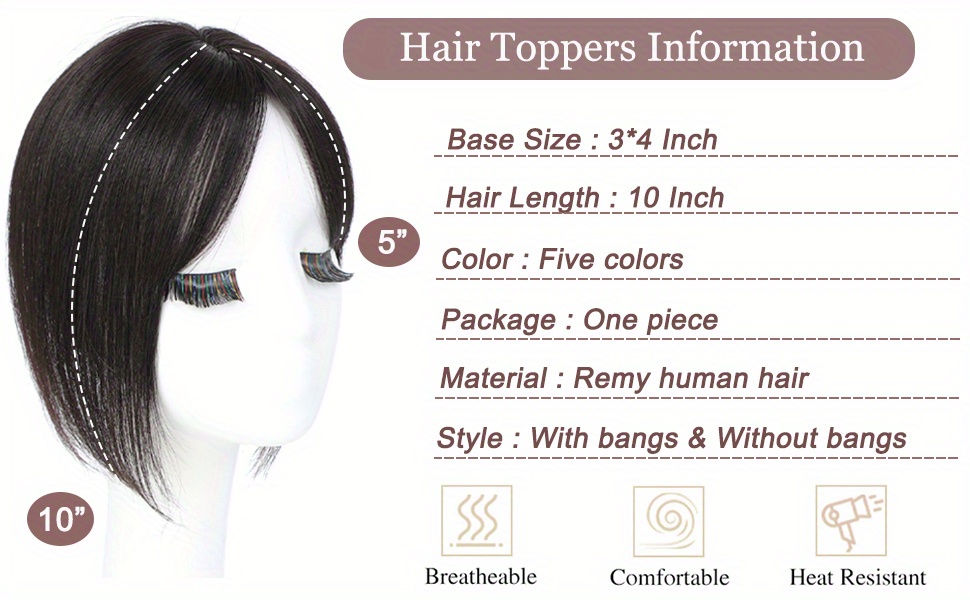 Real Human Hair Toppers Hair Pieces Women Thining Hair Human Temu