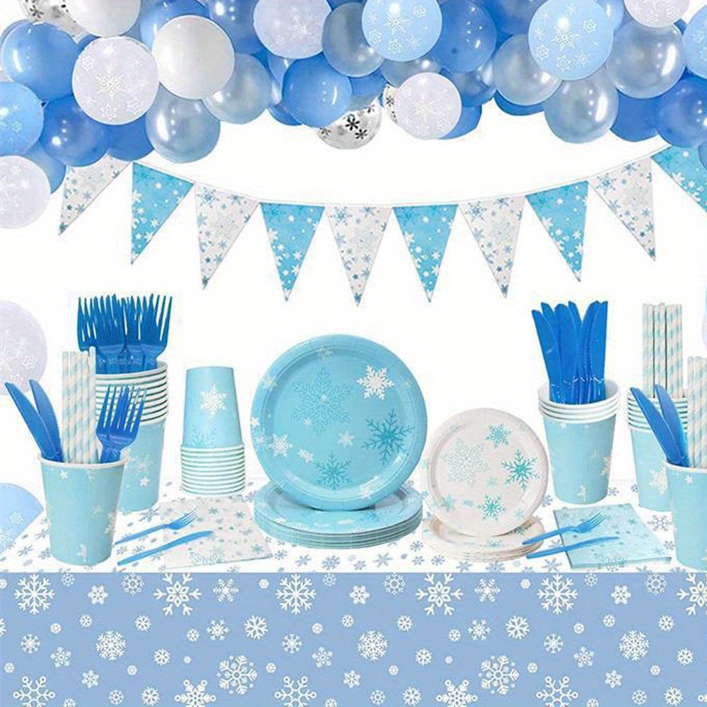 Snowflake Theme Party Tableware Winter Christmas New Year Disposable  Birthday Paper Cup Plate Tablecloth Birthday Party Decoration, Birthday  Decor, Birthday Supplies, Party Decor, Party Supplies, Home Decor, Room  Decor Temu