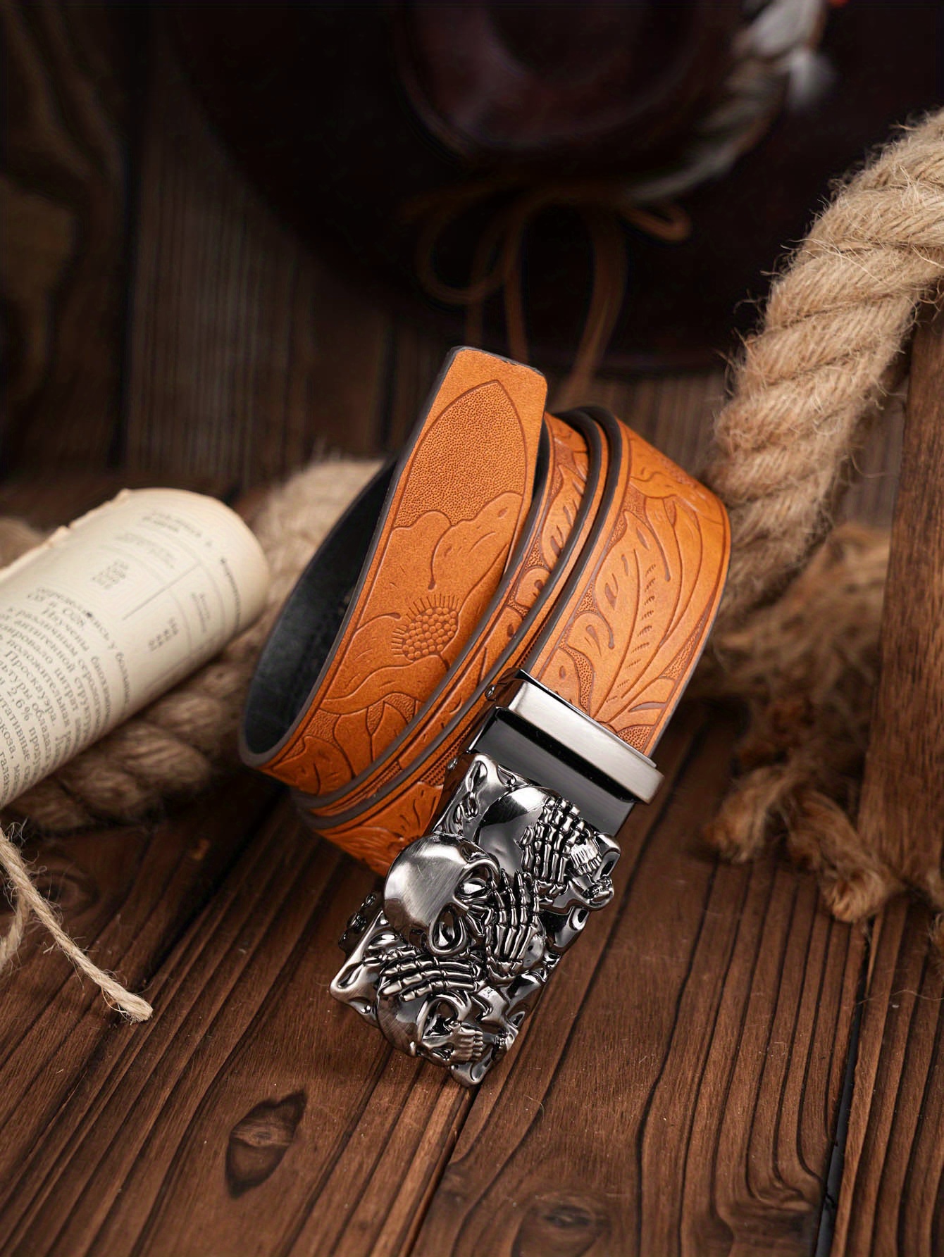 High Quality Orange Genuine Leather Mens Belts Automatic Buckles
