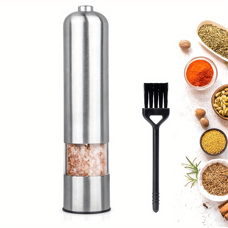 1pc Electric Salt & Pepper Grinder Set Battery Operated With
