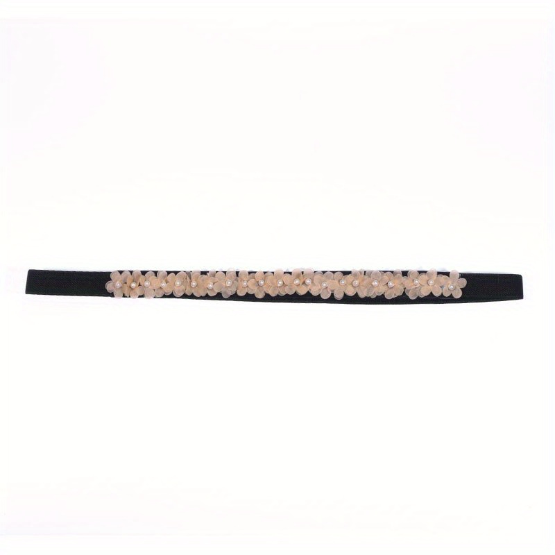 Fabric Flower Decor Thin Belt Solid Waist Belt Classic Dress Coat Girdle