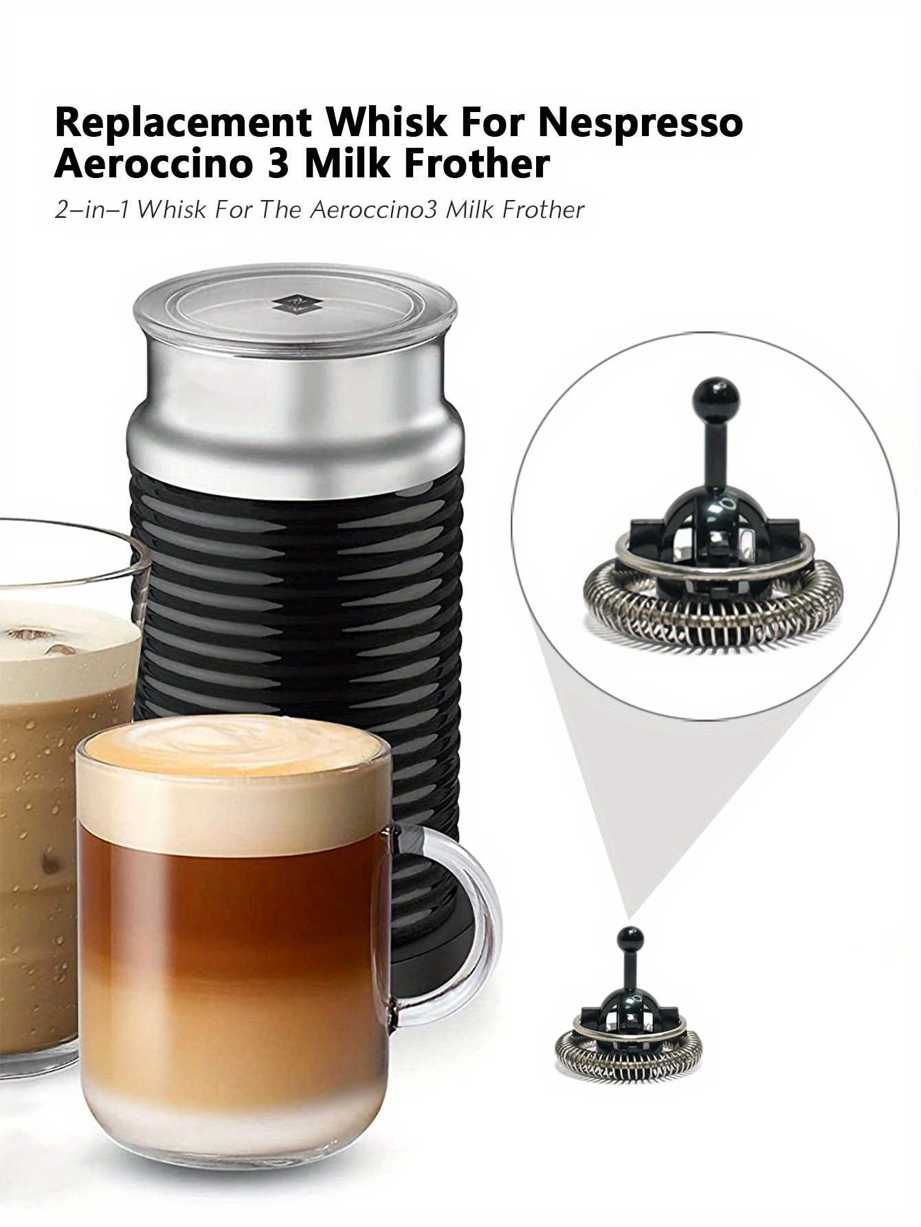 Replacement Whisk For Nespresso Aeroccino 3 Milk Frother 2-in-1 Whisk For  The Aeroccino3 Milk Frother Black - Temu United Arab Emirates