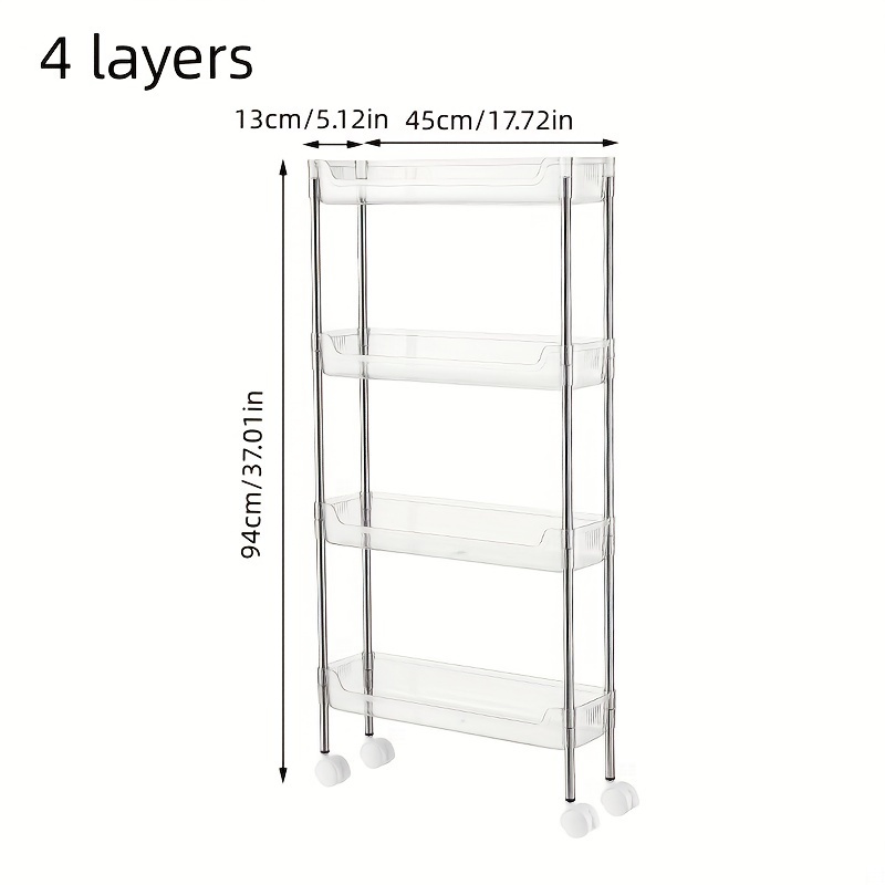 3 Tier Transparent Acrylic Snack Storage Cabinet, Living Room Kitchen  Trolley, Multi-layer Movable Floor Bedside Cosmetic Storage Rack - Temu