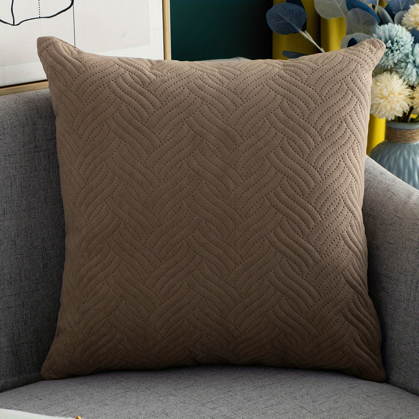 1pc, Velvet Cover - Soft And Luxurious Plush Pillow Cover For Home, Bedroom, Car, And Living Room Decor (pillow Not Included)