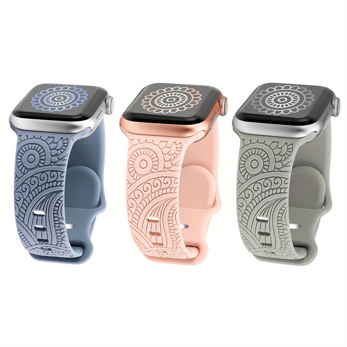 Designer Band with Charms Decor Compatible with Apple Watch Band 38mm 40mm  41mm 42mm 44mm 45mm 49mm Women Men, Stylish Silicone Sport Wristbands for  iWatch Series 8 7 6 5 4 3