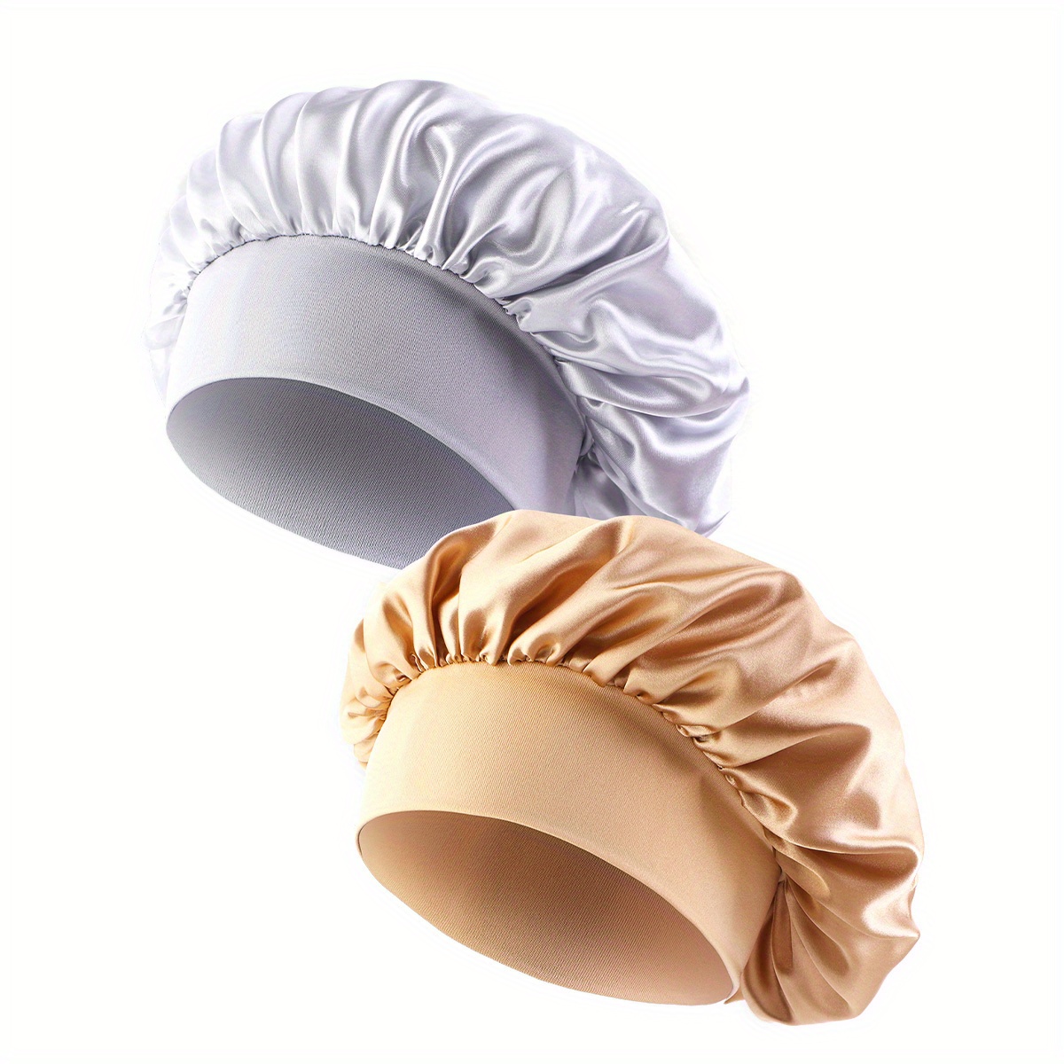 Femmes Nuit Sommeil Coiffures Soyeux Bonnet Satin Double Couche Ajuster  Couvre-Chef Chapeau Pour Curly Springy Hair Styling Accessoires