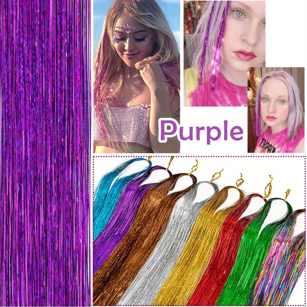 Hair Tinsel Strands Sparkly Hair Extensions Highlights Glitter