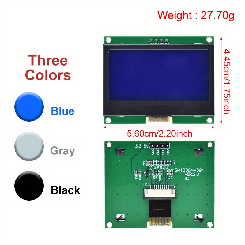 Tzt 12864 Iic Lcd Module 128x64 I2c St7567s Cog Graphic - Temu