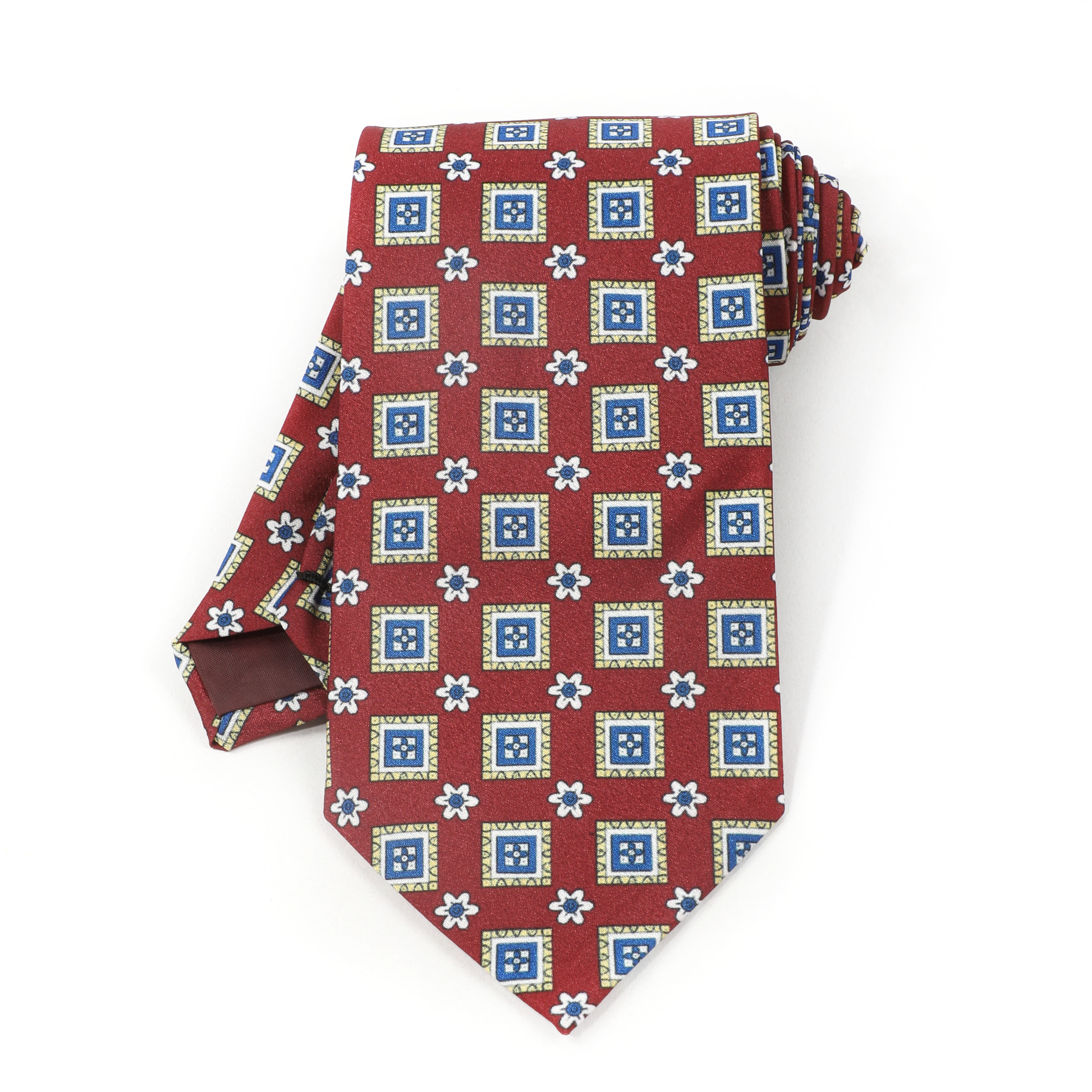 Eton Medallion Silk Tie In Red