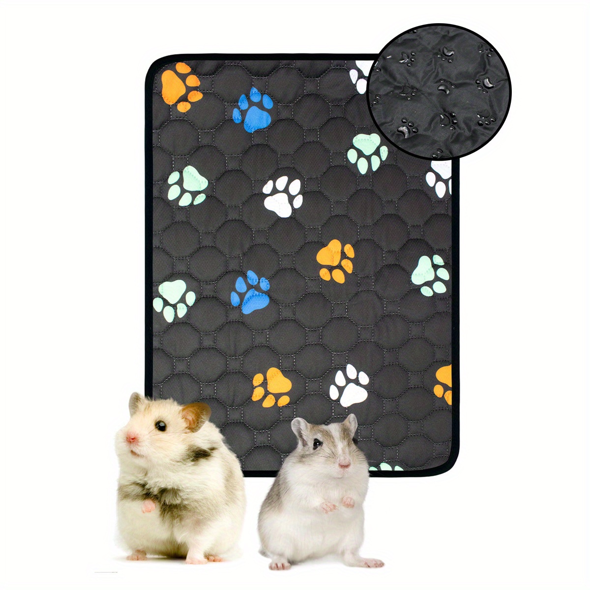 super absorbent washable guinea pig fleece cage liners - reusable   pads for small animals black 0