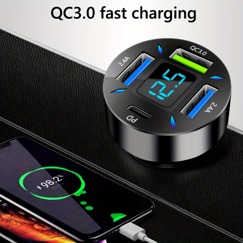 Car Charger Type C Pd Qc3.0 Usb Fast Charging 4 Ports - Temu