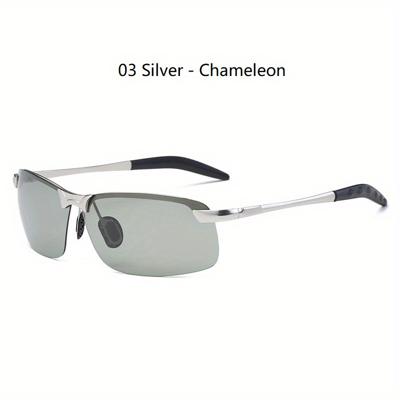 Men's Vintage Photochromic Lenses Square Frame Polarized Sunglasses
